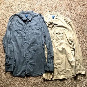 2 Men’s military style button up shirts XXL